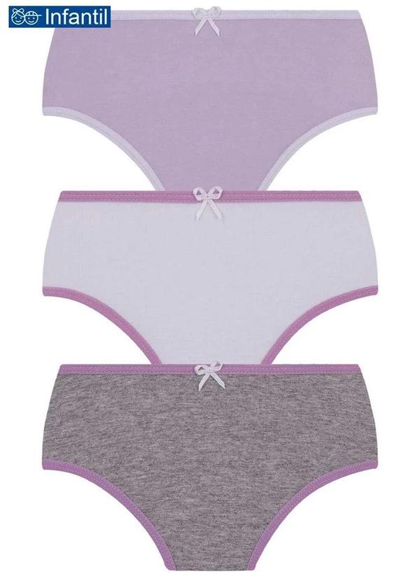 Vista 2 Kit com 3 Calcinhas Lobinha 18101-089 Infantil 0902-Cinza-Branco-Preto Lupo Lupo