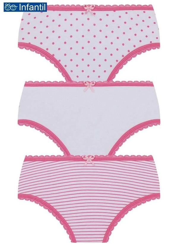 Vista 2 Kit com 3 Calcinhas Lobinha 18102-089 Infantil 0902-Marinho-Branco Lupo Lupo