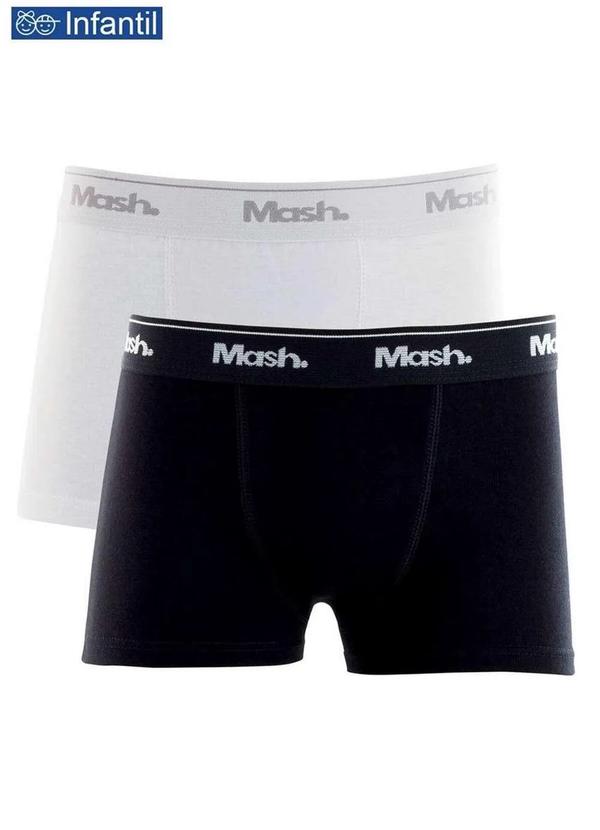 Vista 2 Kit/2 Cueca Boxer 110.07 Algodão Infantil Pt00-Branco/Preto MASH MASH