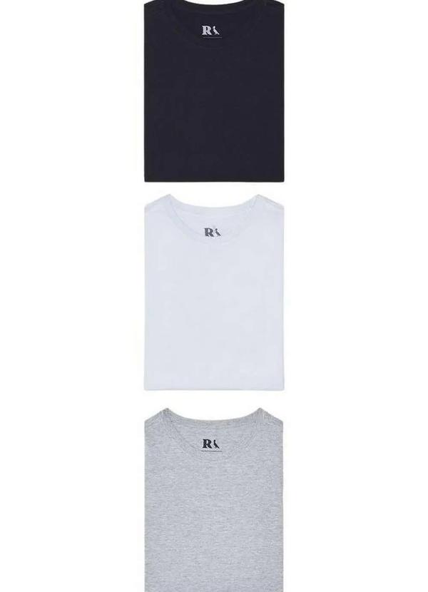 Kit 3 Camisetas Básicas Reserva Reserva Preto/Branco/Cinza