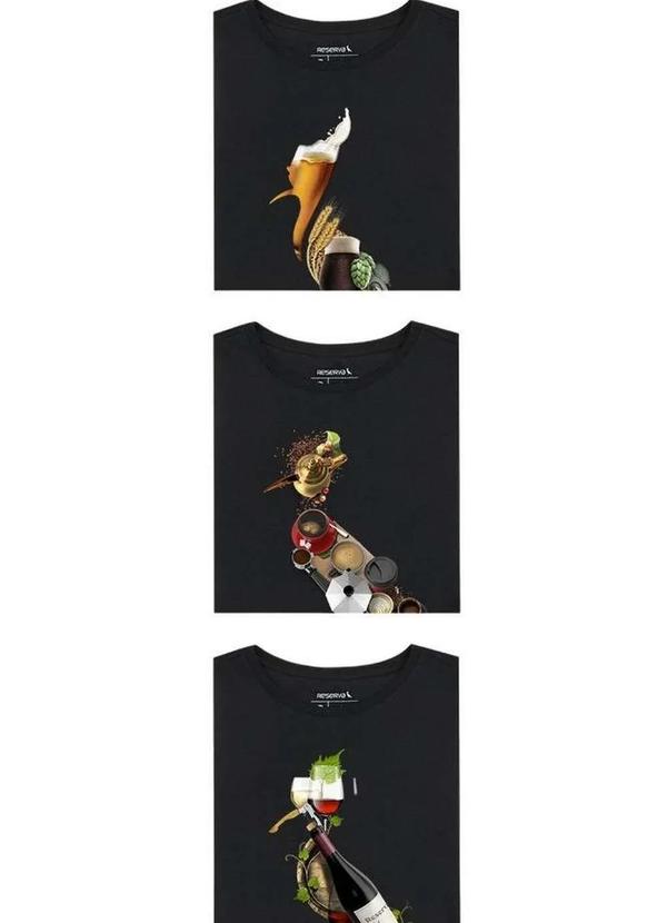 Kit 3 Camisetas Pica Pau Cerveja Vinho Café Reserva Preto