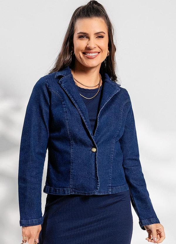Casaco Jeans Azul Escuro em Jeans