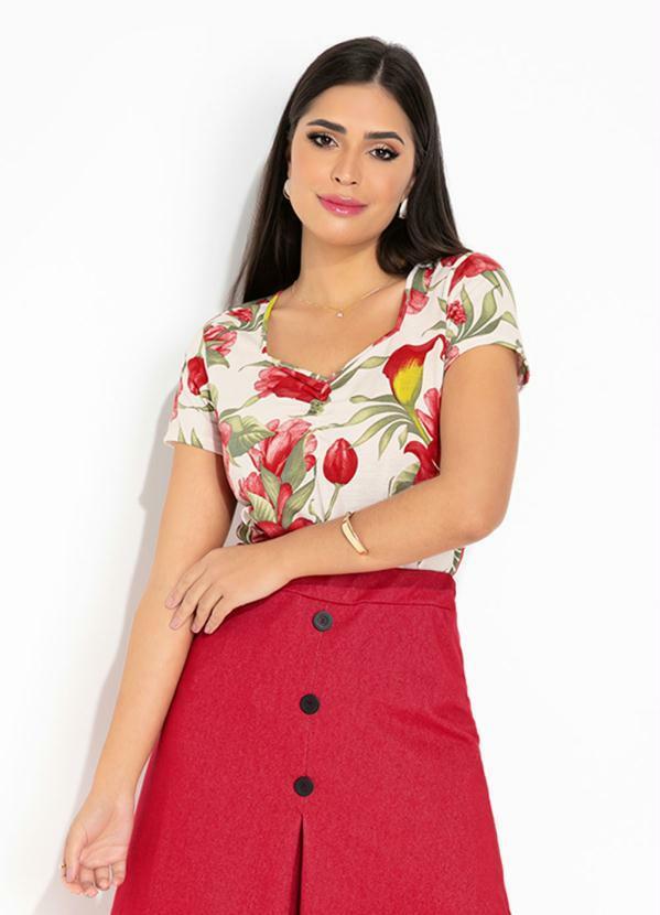 Vista 2 Blusa Floral Branca Rosalie Rosalie