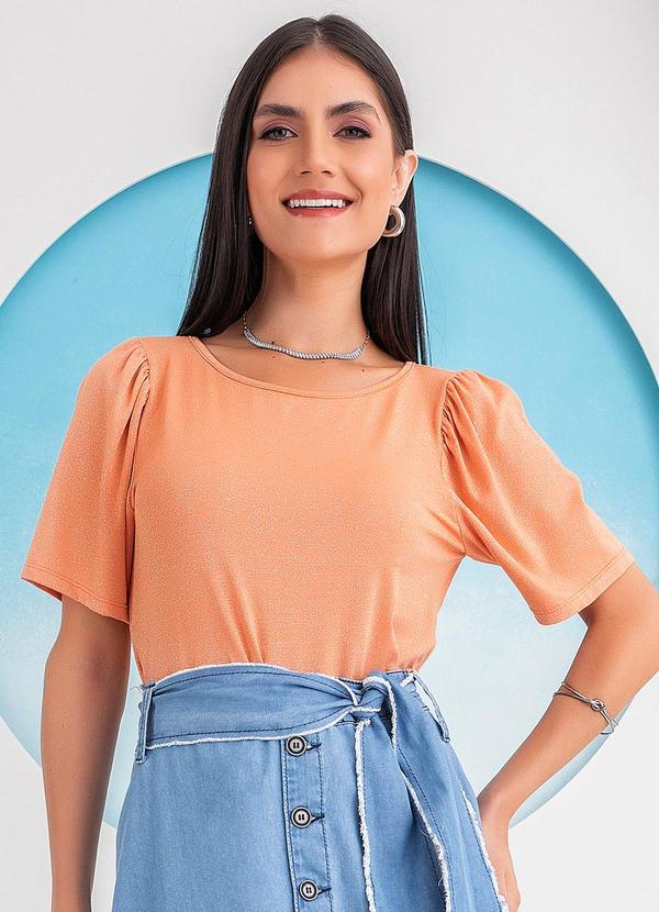Vista 2 Blusa Laranja em Malha Metalizada Rosalie Rosalie