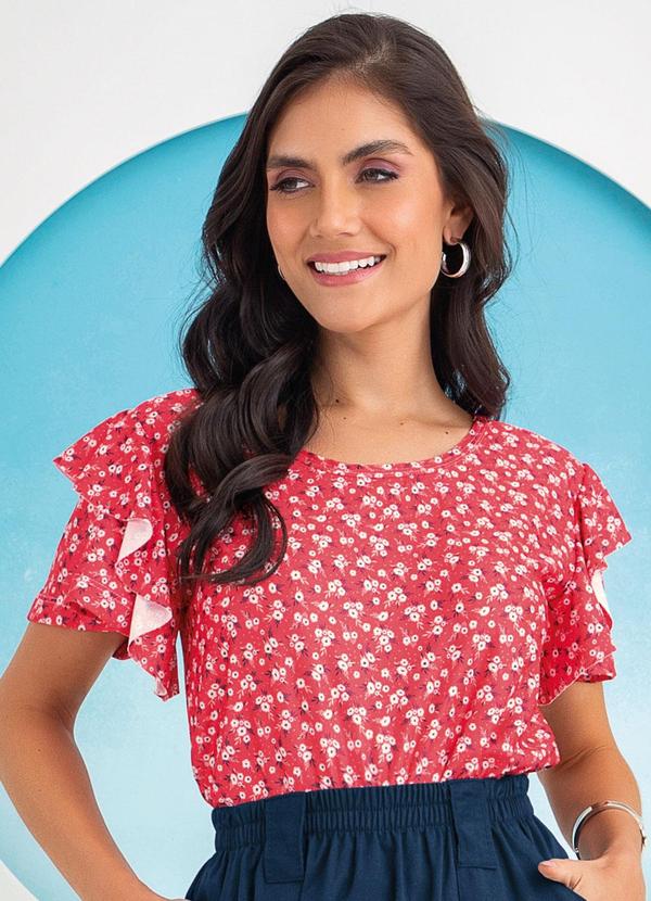 Vista 2 Blusa Mini Floral em Malha Crepe Rosalie Rosalie