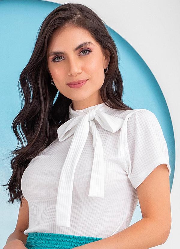 Vista 2 Blusa Off White em Canelado Rosalie Rosalie