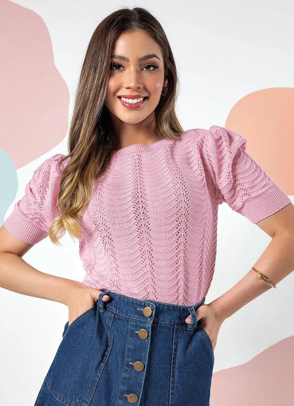 Blusa Rosa Claro em Tricô