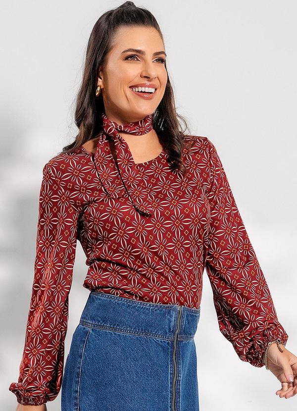 Blusa Geométrico Bordô em Malha