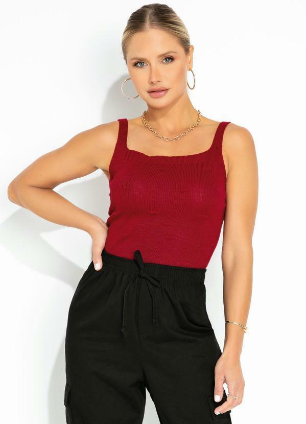 Blusa em Tricô Vermelha de Alças