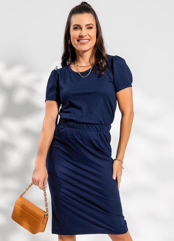Conjunto Azul Marinho em Canelado
