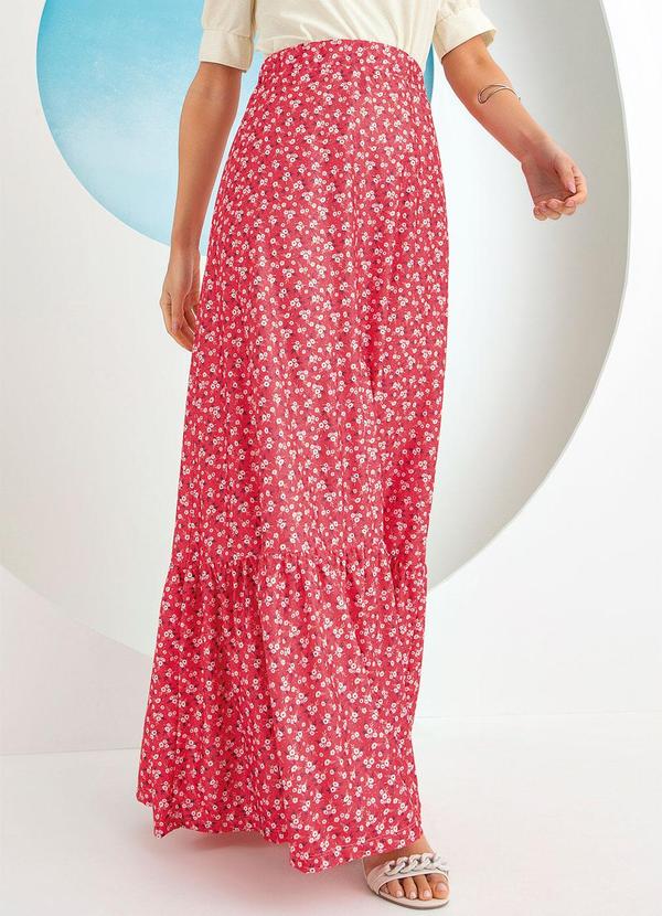 Saia Mini Floral em Malha Crepe