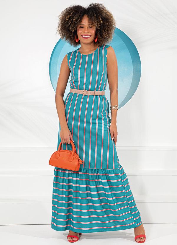 Vestido Listrado em Malha
