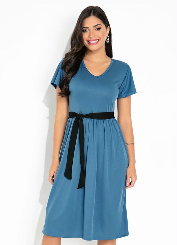 Vestido Azul com Amarração