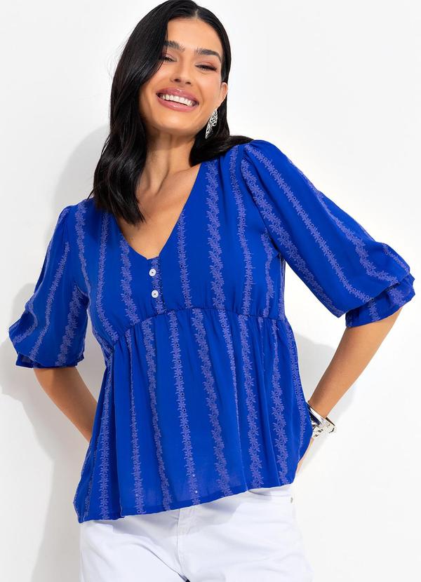 Blusa Azul Marinho em Tecido Laise