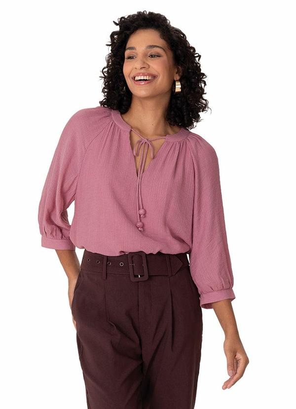 Blusa Bata em Crepe Rosê