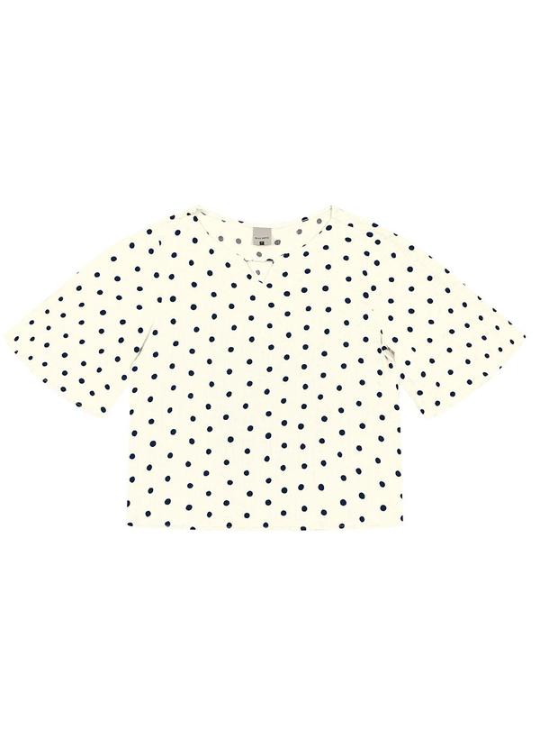 Blusa Bata Poá Maquinetada Creme