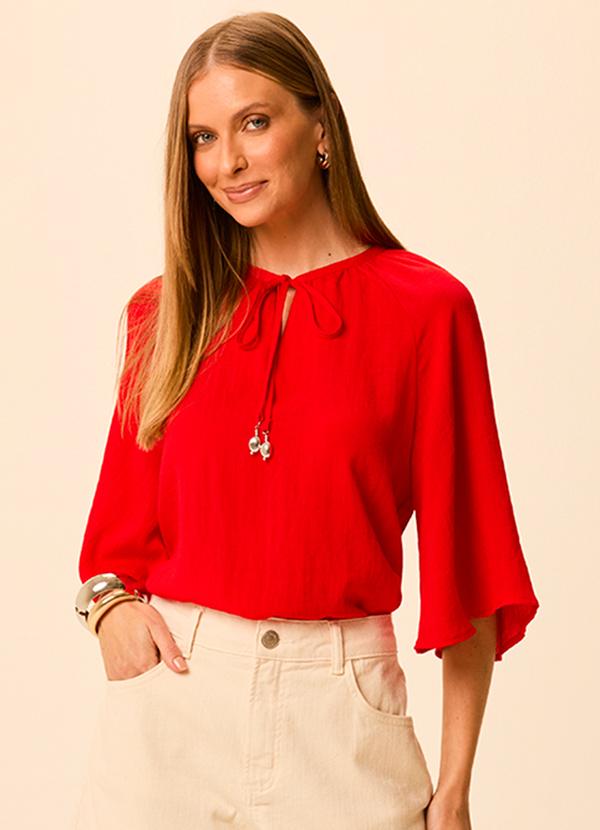 Blusa Bata Texturizada Vermelho