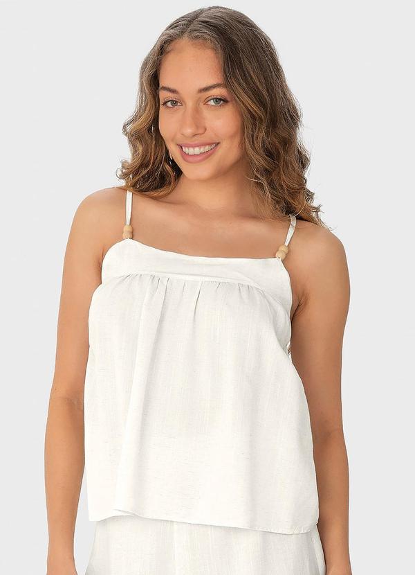 Blusa Off White Bata com Amarração