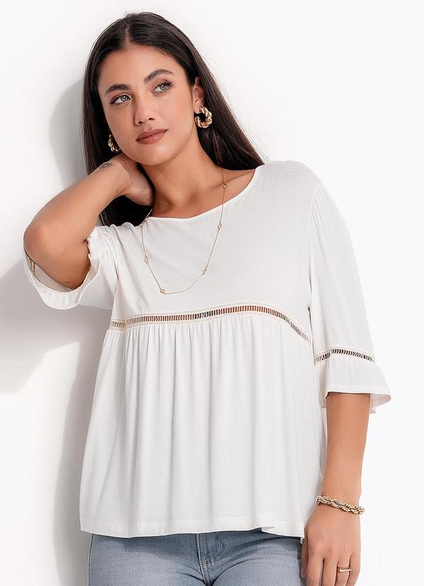 Blusa Off White em Malha de Viscose