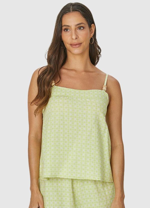 Blusa Verde Limão Bata Arabesco com Amarração