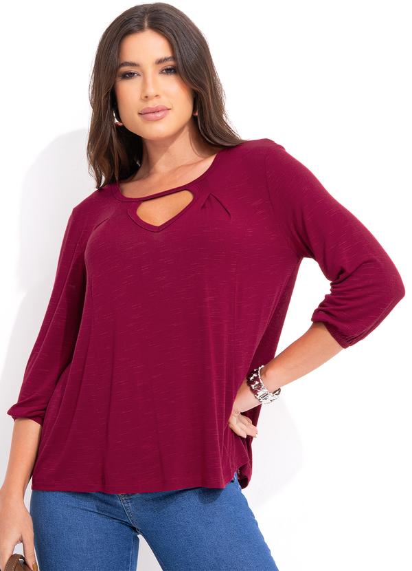 Vista 2 Blusa Vermelho em Malha Flamê Bimini Bimini