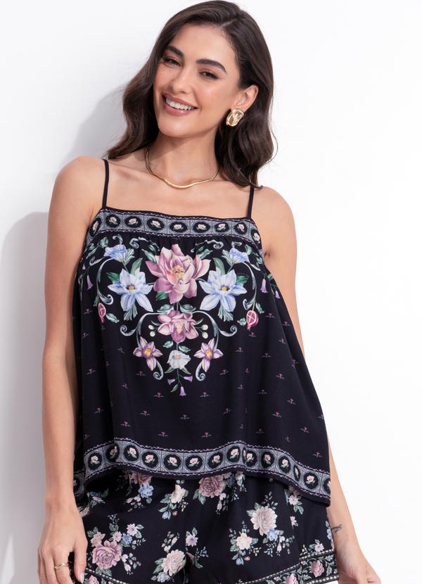 Regata Flor de Outono Preto