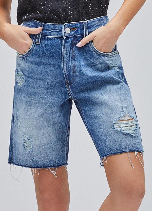 Bermuda Alongada Jeans Azul