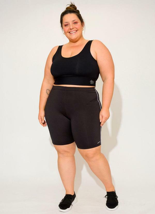 Bermuda Barbara Plus Size Poliester Preto