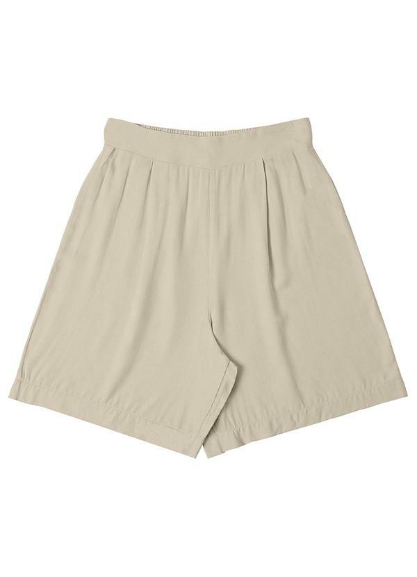 Vista 2 Bermuda Feminina em Viscose Sarjada Pesada Bege Rovitex Rovitex