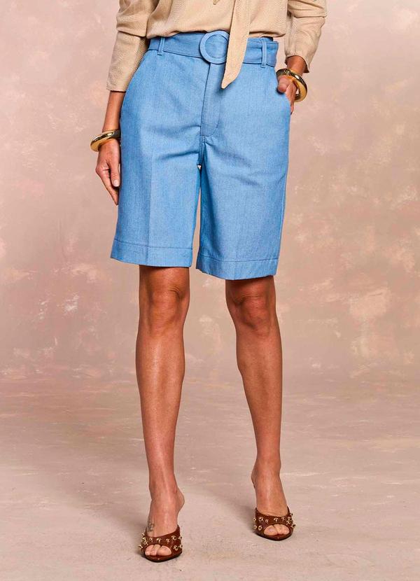 Bermuda Jardim Boho em Denim Azul