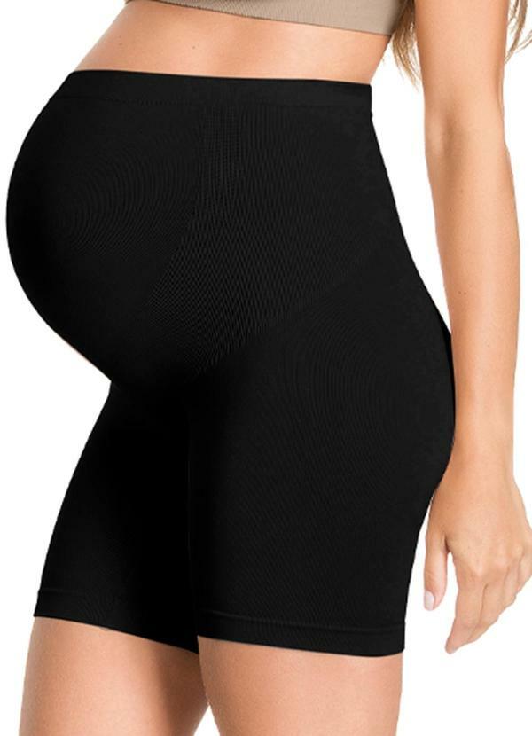 Vista 2 Bermuda Maternity sem Costura Preto Zee Rucci Zee Rucci