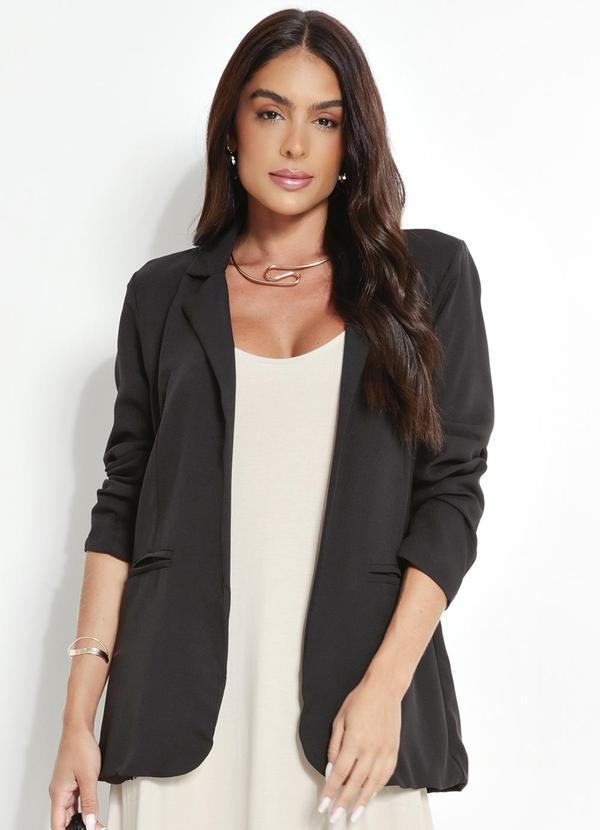 Vista 2 Blazer Alfaiataria Alongado Preto bonprix bonprix