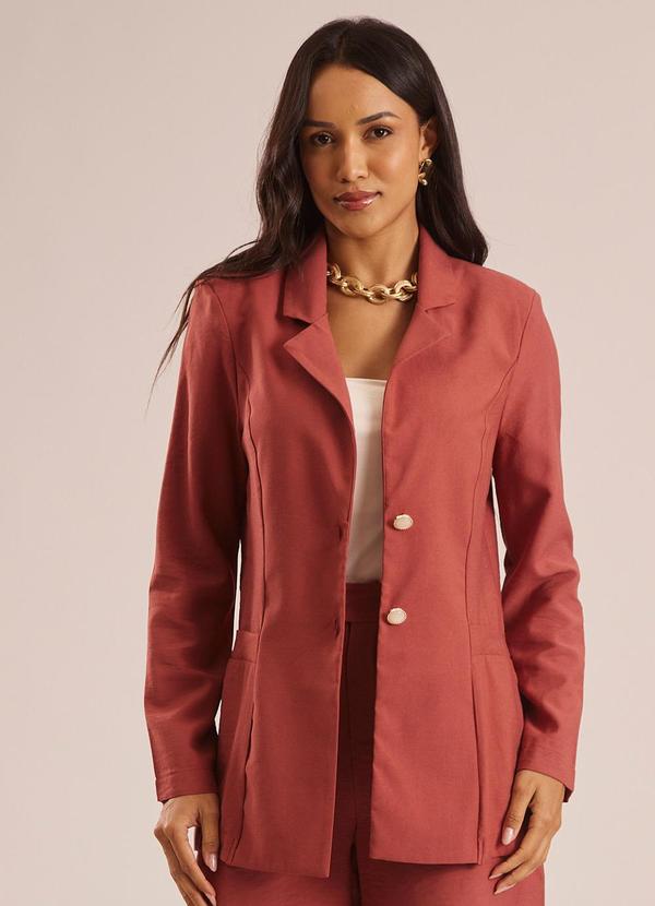 Blazer Alfaiataria com Botões Frontais Vermelho
