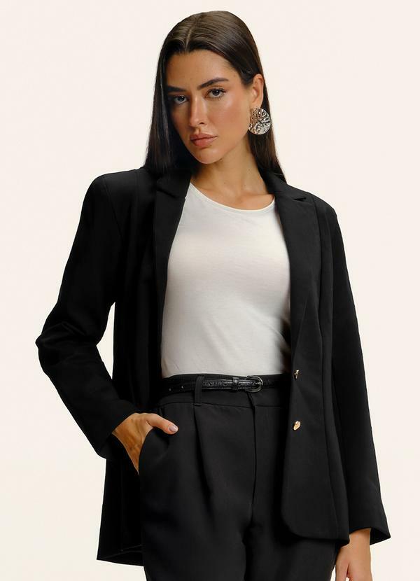 Blazer Alfaiataria Manga Longa Preto