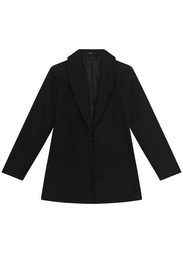 Blazer Alongado de Alfaiataria Preto