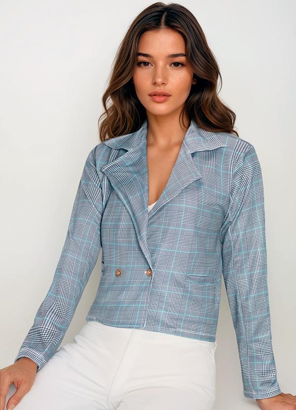 Vista 2 Blazer em Crepe Vichy Verde bonprix bonprix