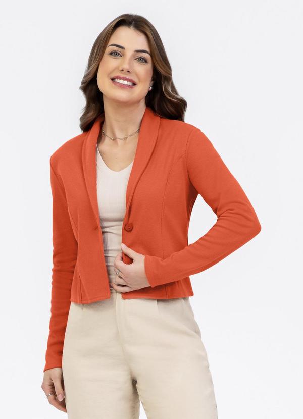 Blazer em Tecido Texturizado Laranja