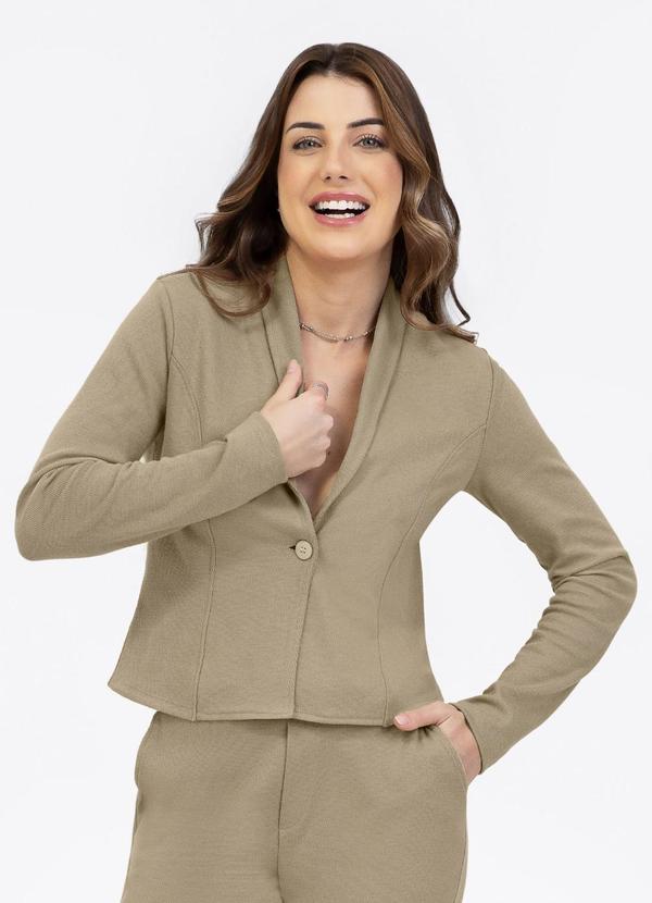 Blazer em Tecido Texturizado Marrom Claro