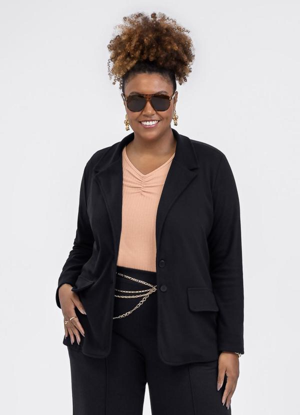 Blazer em Tecido Texturizado Preto