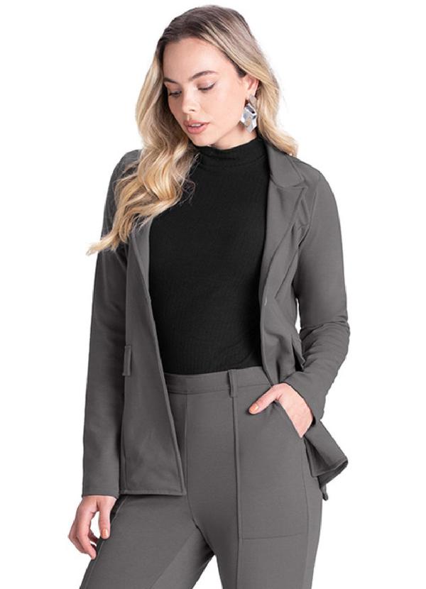 Blazer Estruturado Alfaiataria Feminino Cinza