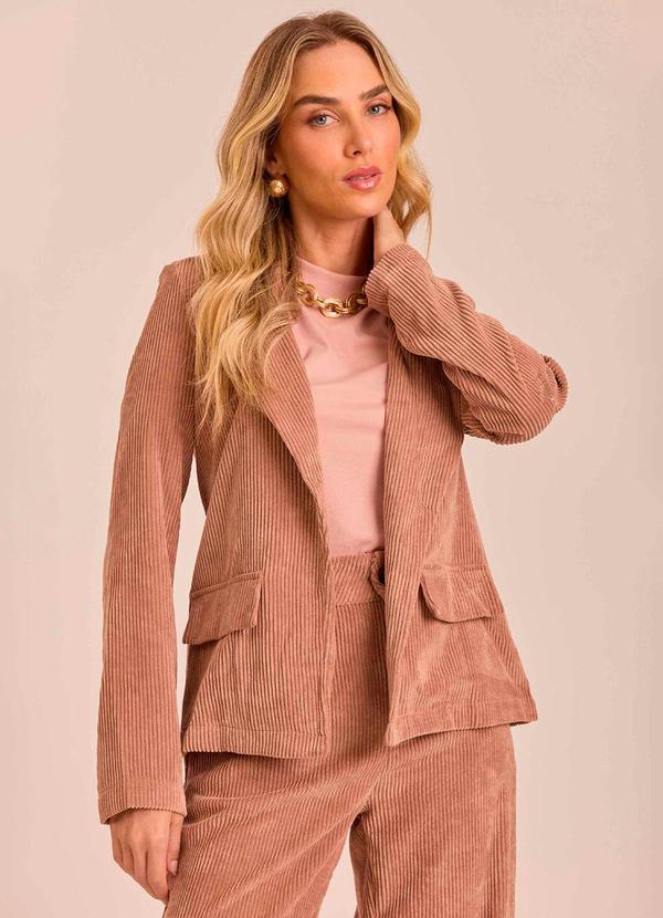 Blazer Ethnic Blur em Veludo Cotelê Marrom