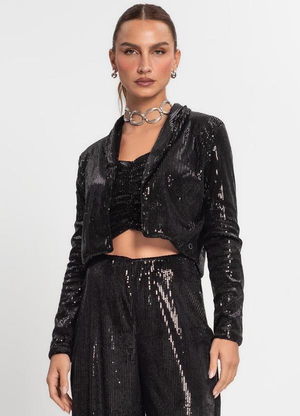 Blazer Feminino em Paetê Preto