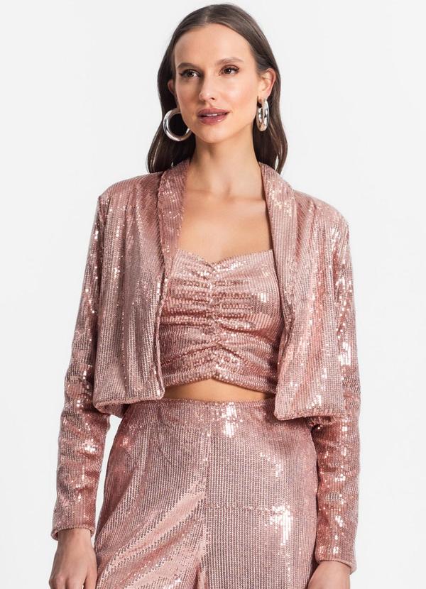 Blazer Feminino em Paetê Rosa