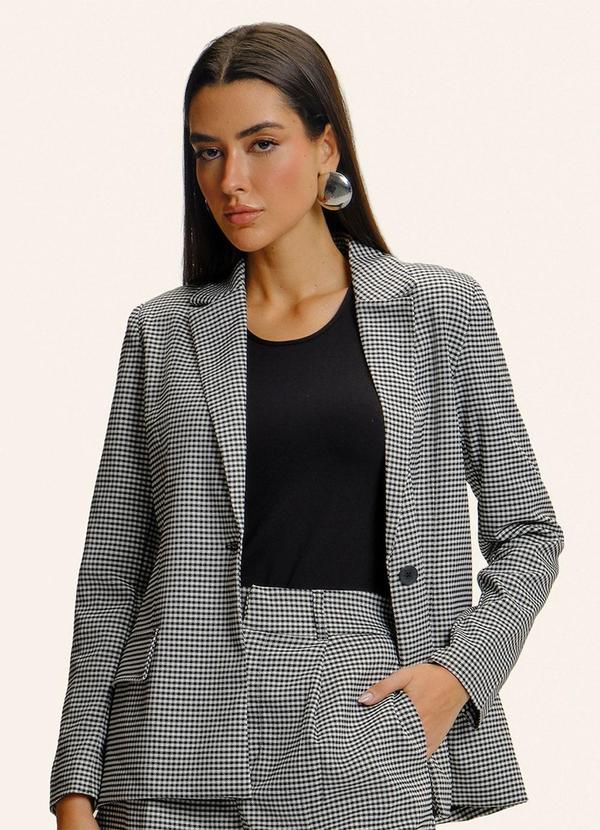 Blazer Feminino Xadrez Preto