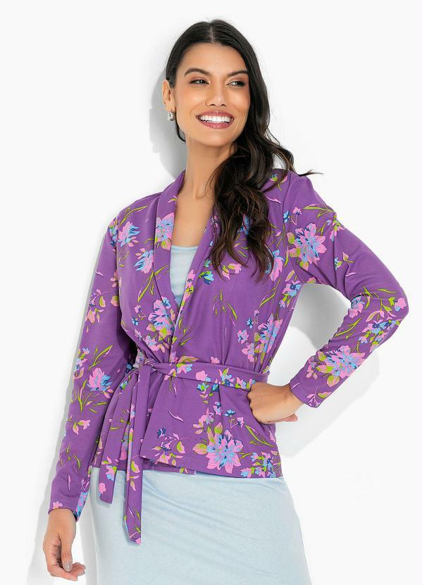 Vista 2 Blazer Floral Roxo Moda Pop Moda Pop