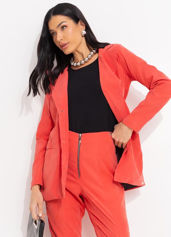 Vista 2 Blazer Laranja com Bolsos Quintess Quintess