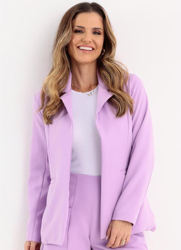 Vista 2 Blazer Lilás com Forro e Bolsos Quintess Quintess
