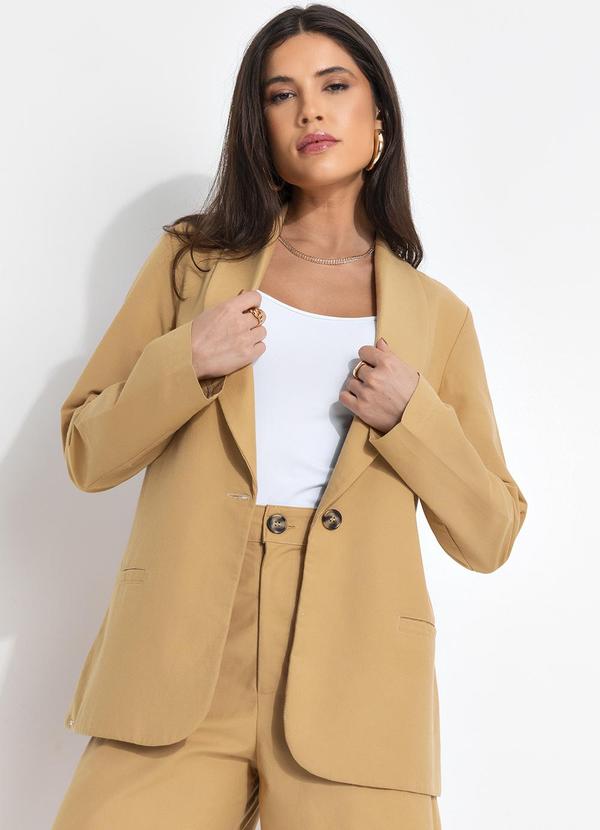 Vista 2 Blazer Linho Bege Colcci Colcci