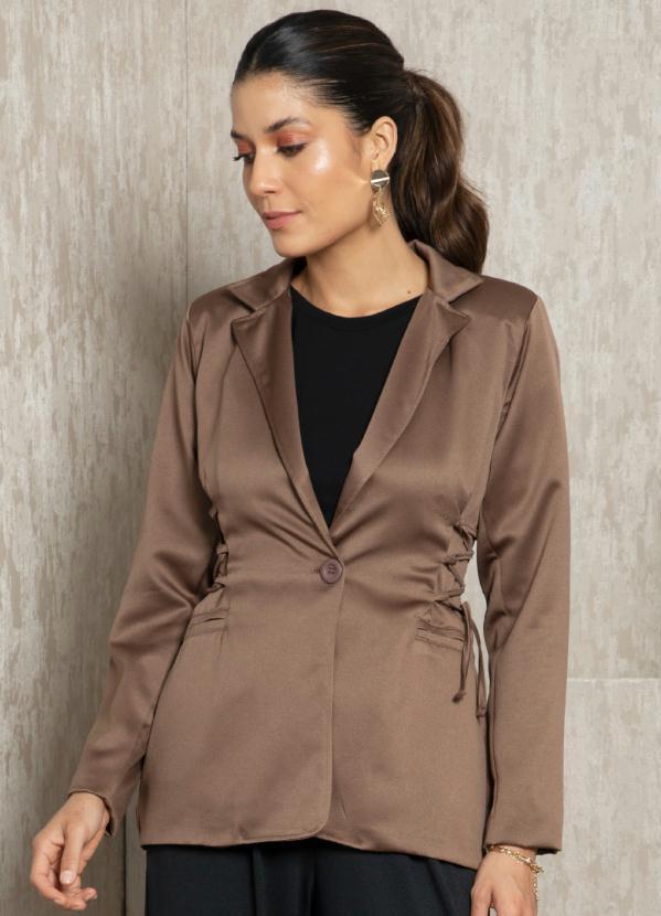 Vista 2 Blazer Marrom com Amarração Lateral Quintess Quintess