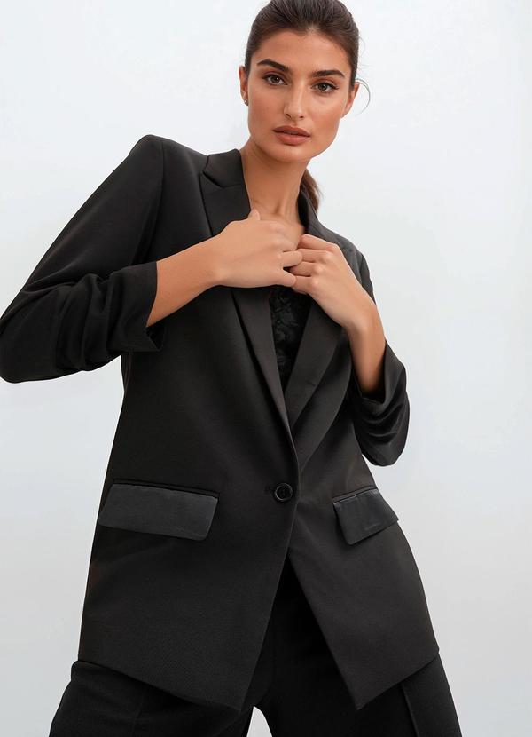 Vista 2 Blazer Preto em Crepe Plano bonprix bonprix
